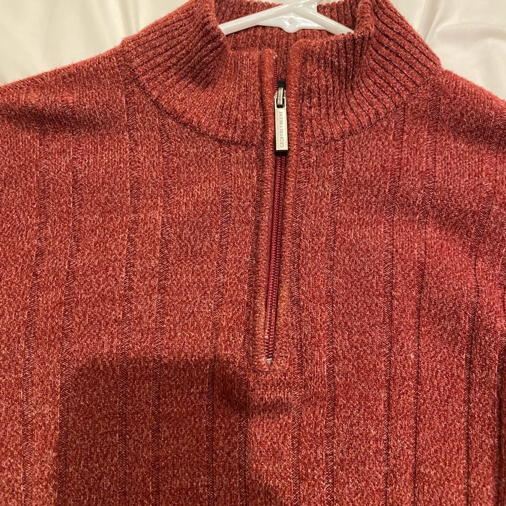 Geoffrey Beene Men's Brick Red Zip-Up Sweater